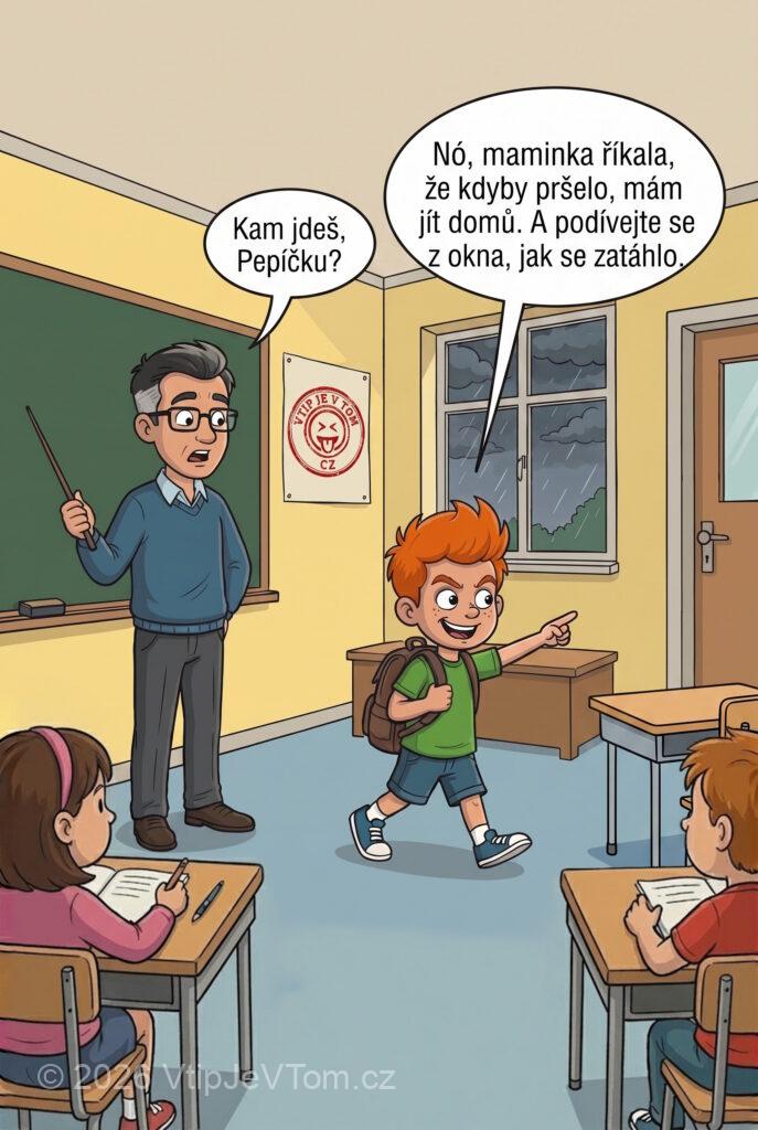 Pepíček odchází uprostřed vyučování Pepíček odchází uprostřed vyučování - Pepíček si složí věci do tašky a odchází uprostřed vyučování...
