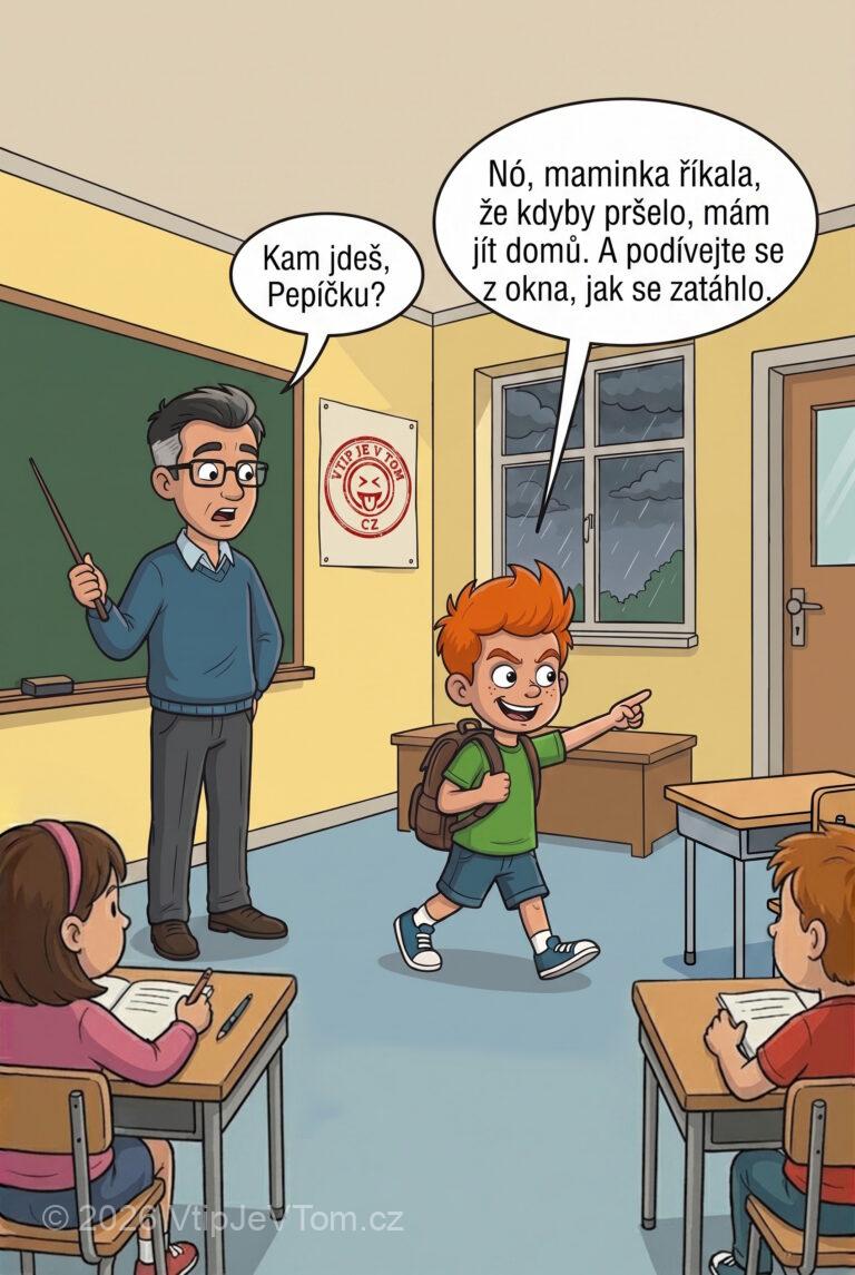 Pepíček odchází uprostřed vyučování Pepíček odchází uprostřed vyučování - Pepíček si složí věci do tašky a odchází uprostřed vyučování...