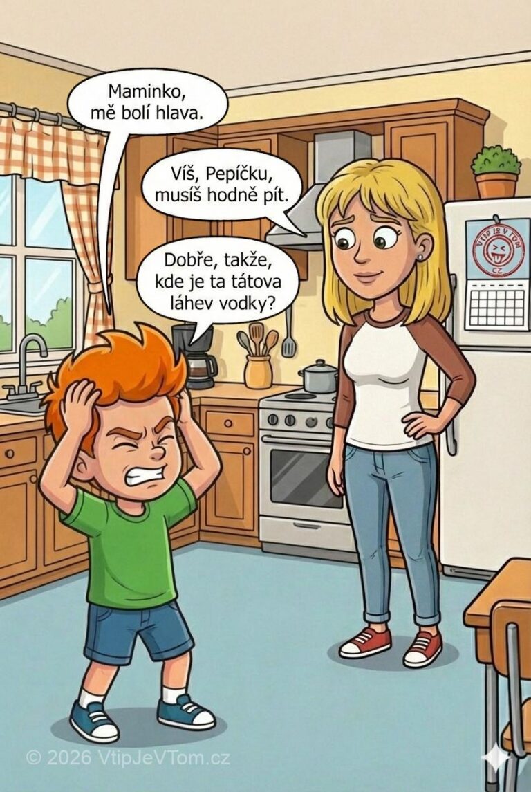 Pepíčka bolí hlava - Přijde Pepíček za maminkou, že ho bolí hlava. „Maminko, mě...