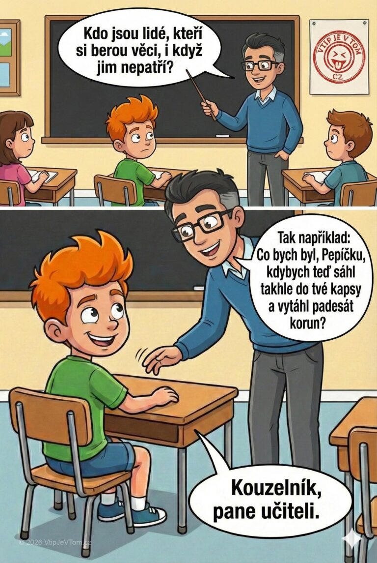 Učitel chce sáhnout Pepíčkovi do kapsy - Pan učitel: „Kdo jsou lidé, kteří si berou věci, i...