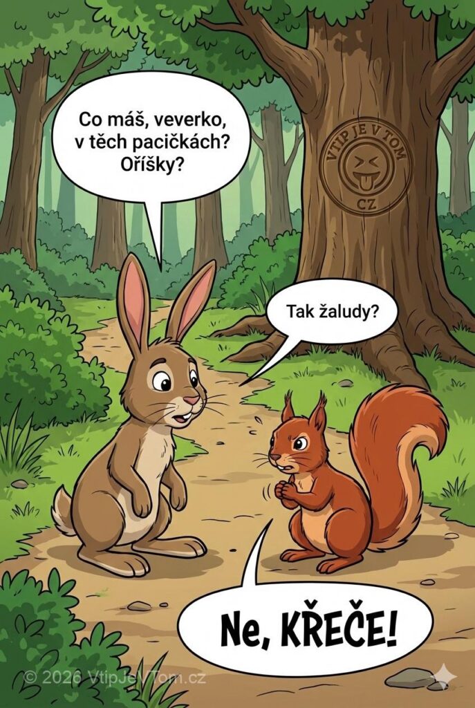 Veverčino tajemství - Potká zajíc veverku, která před sebou drží ručičky a úplně...