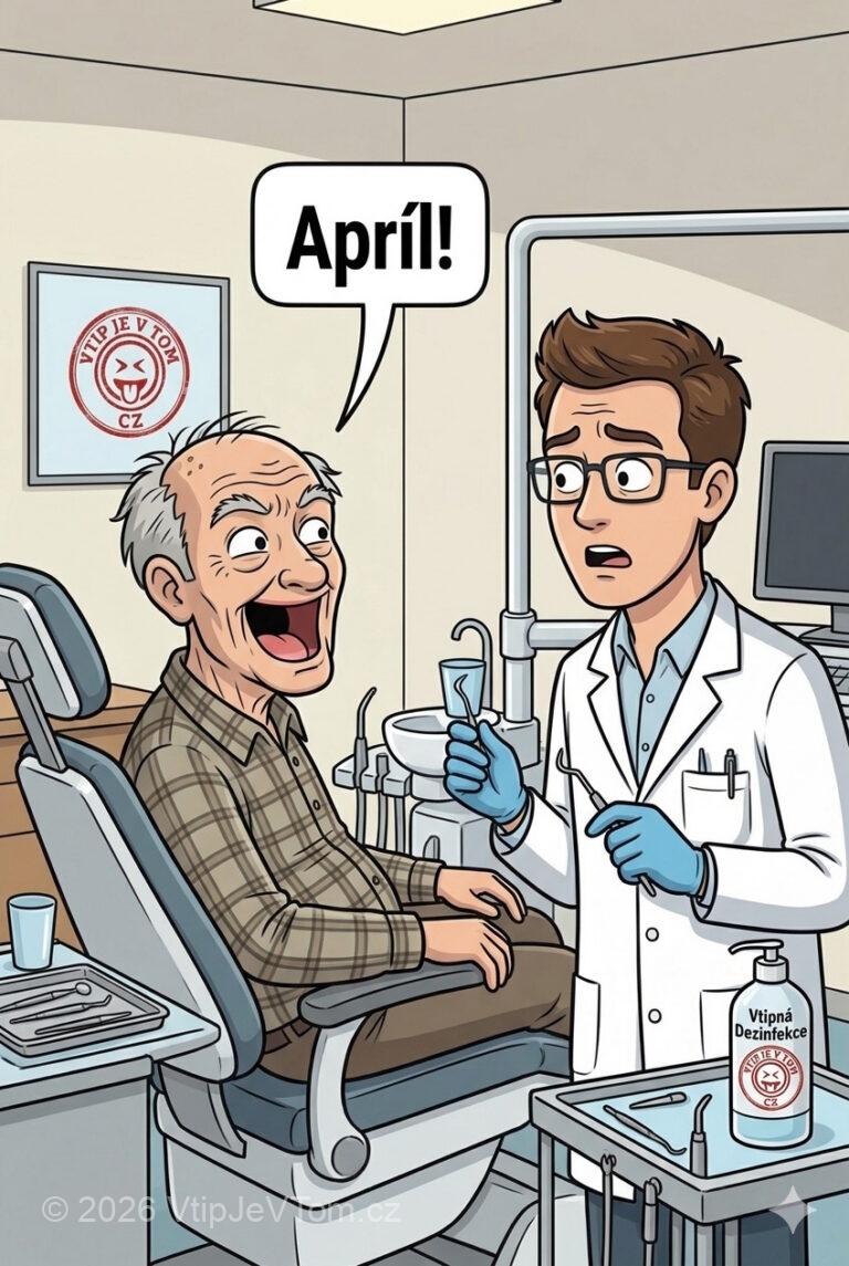 Bezzubý u zubaře Bezzubý u zubaře - Přijde bezzubý k zubaři, otevře pusu a zařve: „Apríl!”