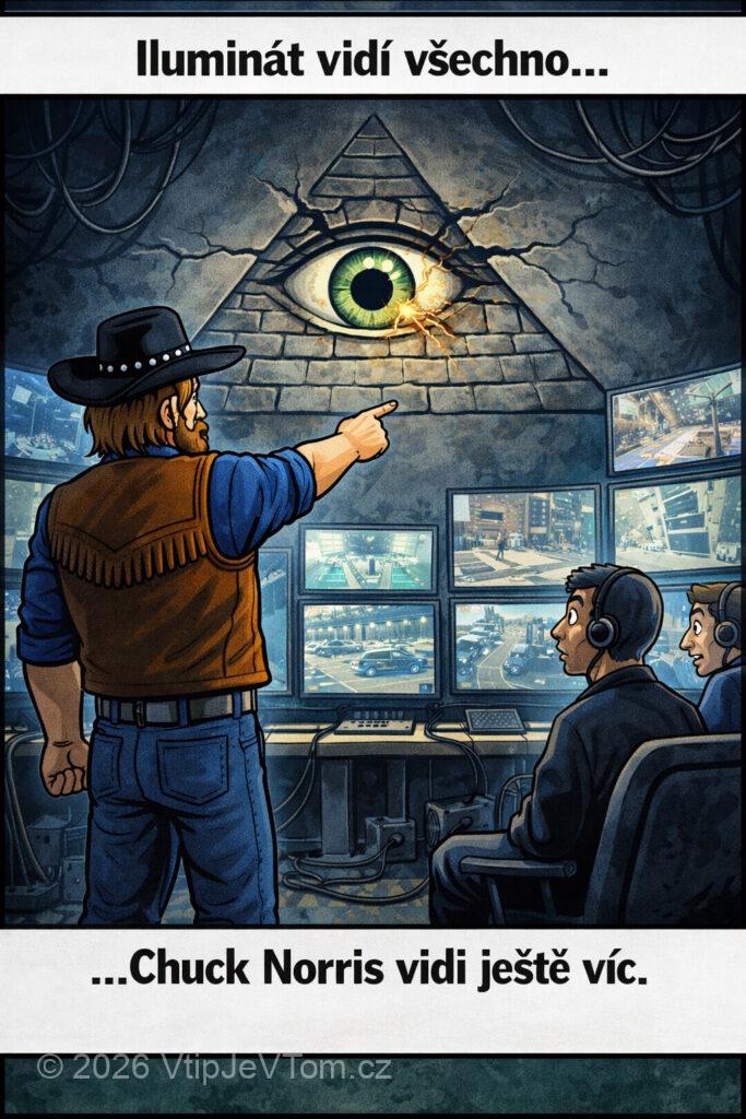 Chuck Norris a Iluminát - Iluminát vidí všecko, ale Chuck Norris vidí ještě víc.