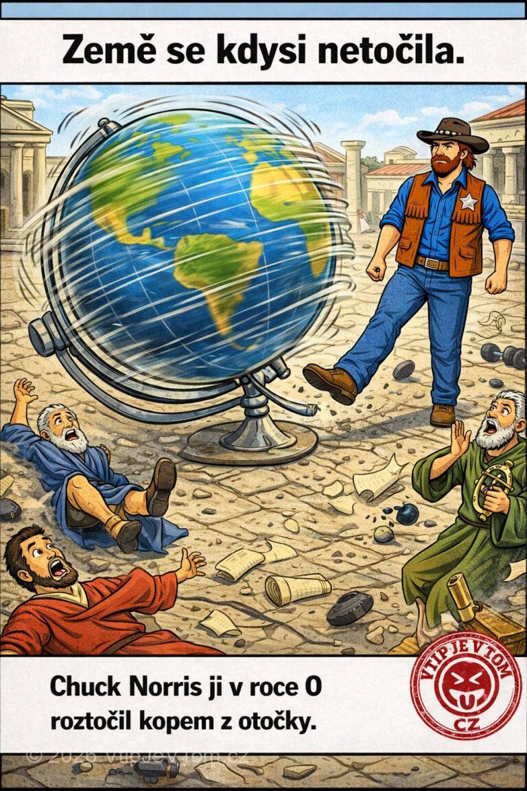 Chuck Norris a rotace zeměkoule - Kdyby nebylo Chucka Norrise, tak by se zeměkoule netočila dokola....