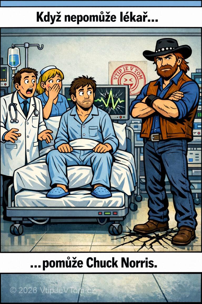Chuck Norris místo lékaře - Když nepomůže lékař, pomůže Chuck Norris.