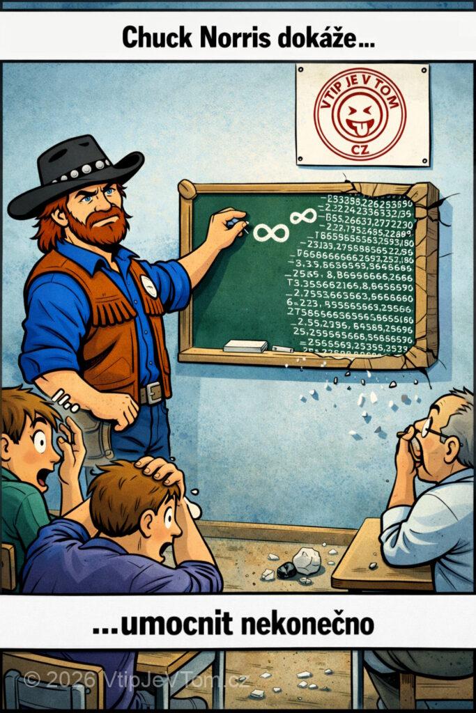 Chuck Norris umocňuje nekonečno Chuck Norris umocňuje nekonečno - Chuck Norris dokáže umocnit nekonečno.