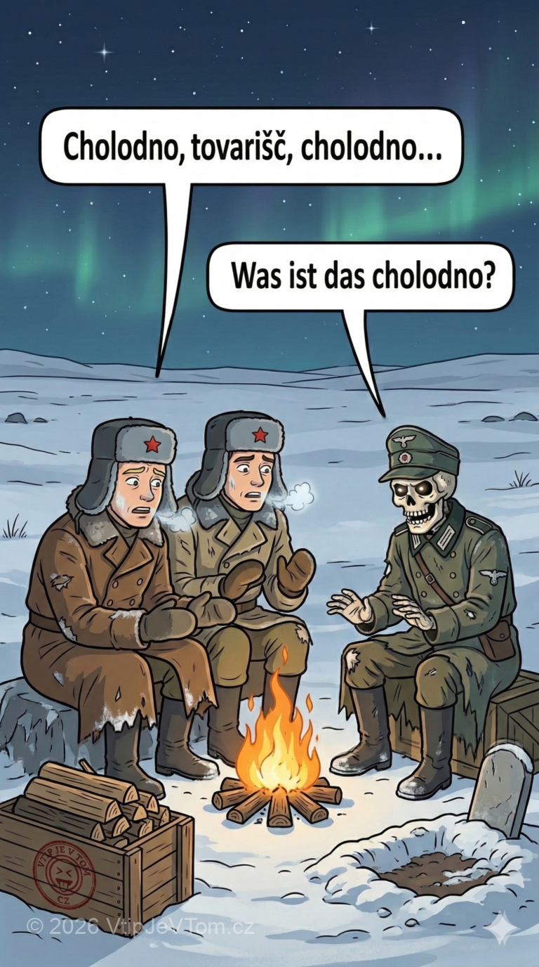 Dva ruský vojáci hlídají hrob - Dva ruský vojáci hlídají uprostřed tundry v ukrutné zimě hrob...