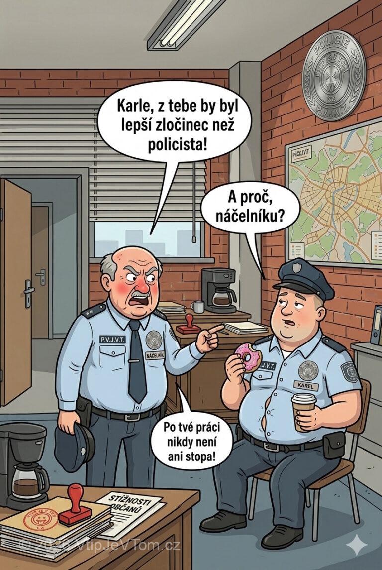 Kvalita Karlove práce Kvalita Karlove práce - Náčelník: Karle, z tebe by byl lepší zločinec než policista!“...