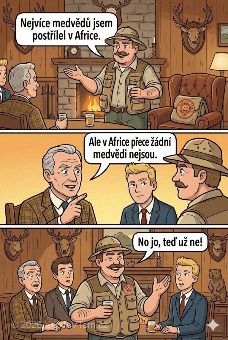 Medvědi v Africe Medvědi v Africe - Chlubí se lovec kamarádům: „Nejvíce medvědů jsem postřílel v Africe.”...