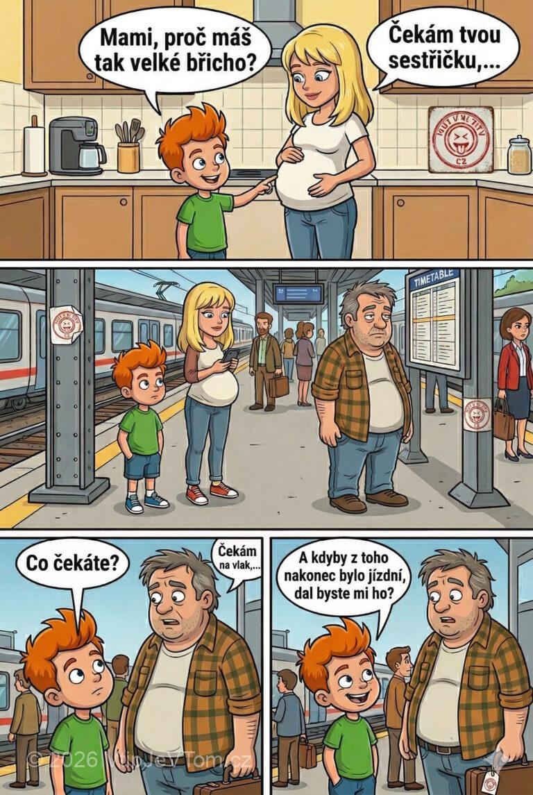 Pepíček a břicháč Pepíček a břicháč - Pepíček se doma ptá maminky: "Mami, proč máš tak velké...