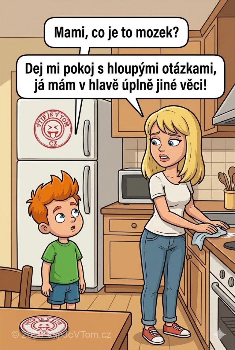 Pepíček chce vědět co je mozek Pepíček chce vědět co je mozek - Ptá se Pepíček své maminky (blondýnky): „Mami, co je to...