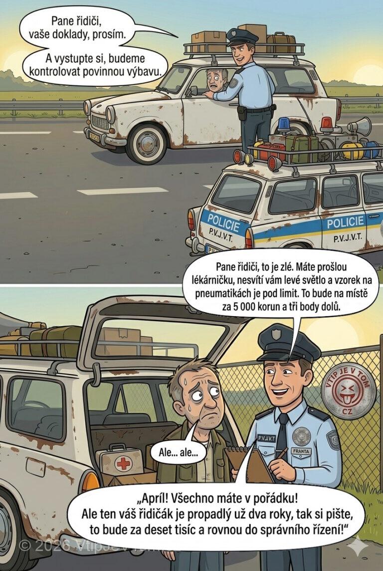 Policista Franta a apríl - Policista Franta zastaví ráno 1. dubna auto, které jede podezřele...