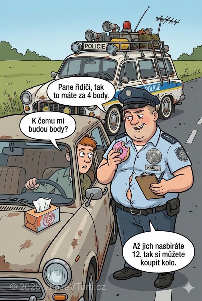 Policista Karel a řidič s body - Policista Karel zastaví řidiče za příliš rychlou jízdu. Vyžádá si...