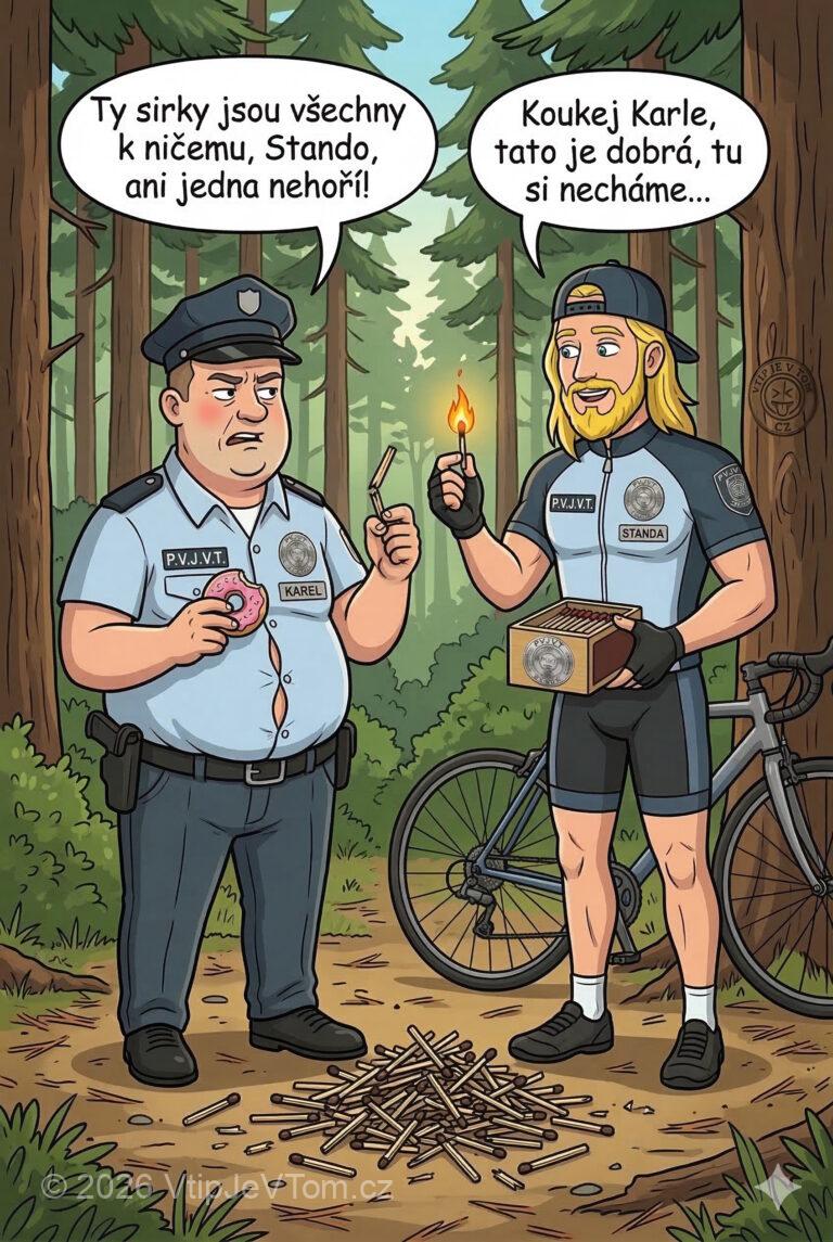 Policisté Karel a Standa a krabička sirek Policisté Karel a Standa a krabička sirek - Policisté Karel a Standa mají krabičku sirek, nicméně sirky škrtají...