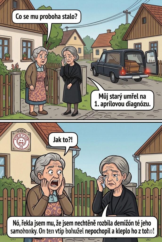 Smrtelná diagnóza Smrtelná diagnóza - Na vesnici se sousedka ptá čerstvé vdovy, které právě odváží...