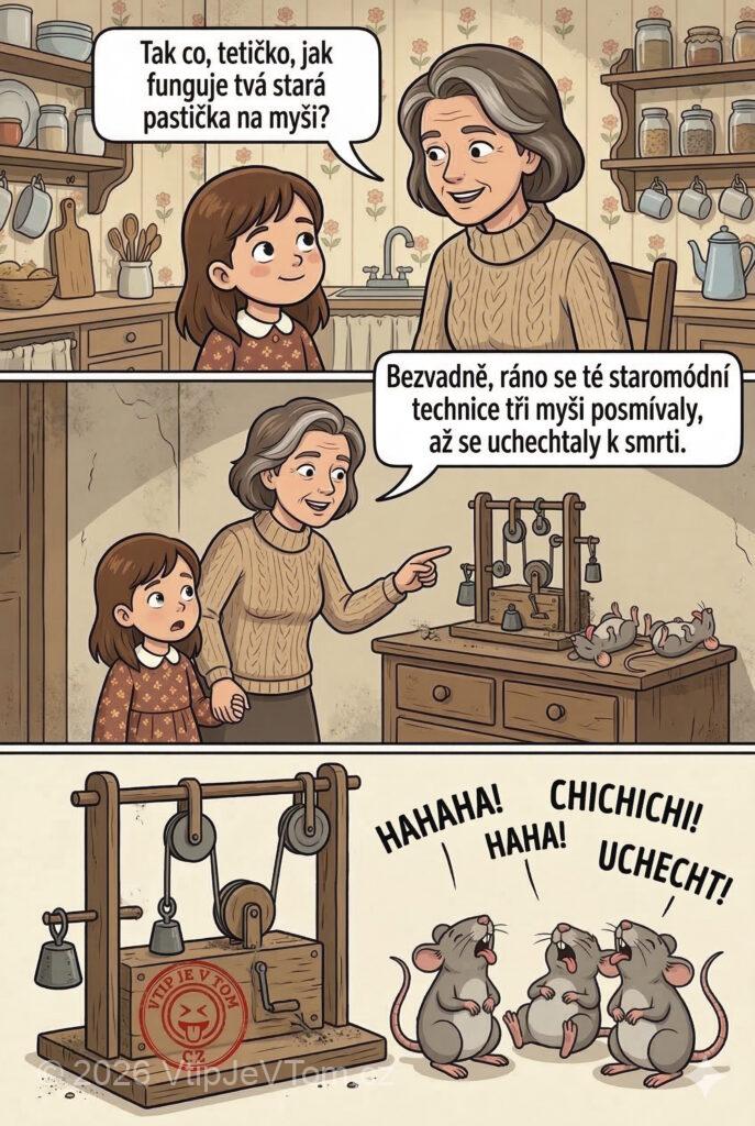 Stará pastička na myši Stará pastička na myši - Holka se ptá tetičky: „Tak co, tetičko, jak funguje tvá...