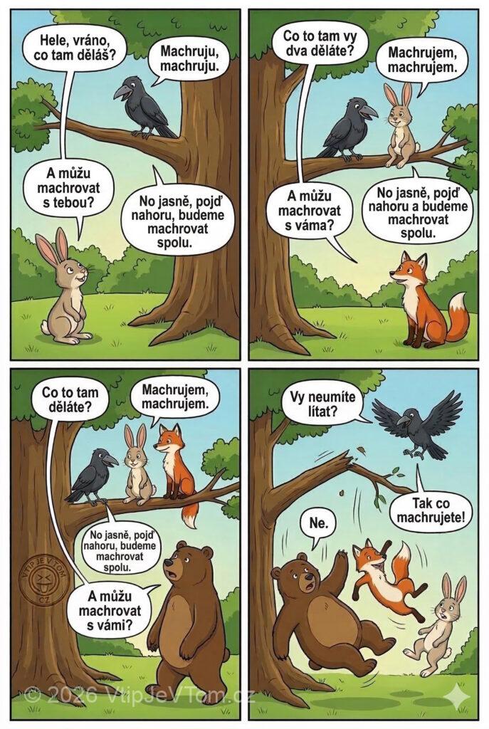 Vrána machruje Vrána machruje - Sedí vrána na stromě. Kolem jde zajíc a ptá se:...