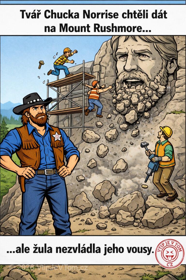 Chuck Norris a Mount Rushmore - Tvář Chucka Norrise chtěli dát na Mount Rushmore, ale žula...