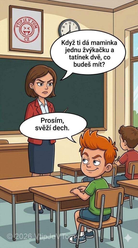Pepíček a žvýkačky Pepíček a žvýkačky - Paní učitelka se ptá při matematice Pepíčka:"Když ti dá maminka...