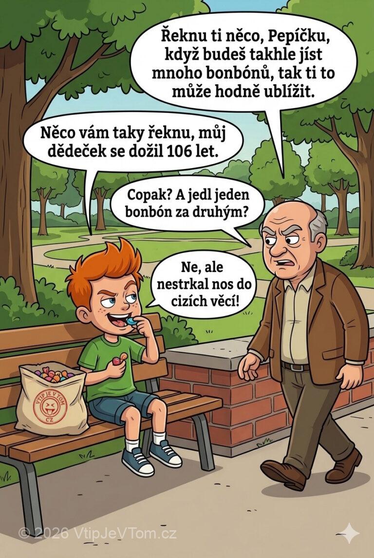 Pepíček kouše bonbóny - Pepíček sedí v parku na lavičce a kouše jeden bonbón...
