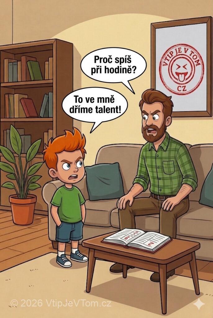 Pepíček spal v hodině Pepíček spal v hodině - Pepíček dostane poznámku, protože spal v hodině. Táta: „Proč spíš...