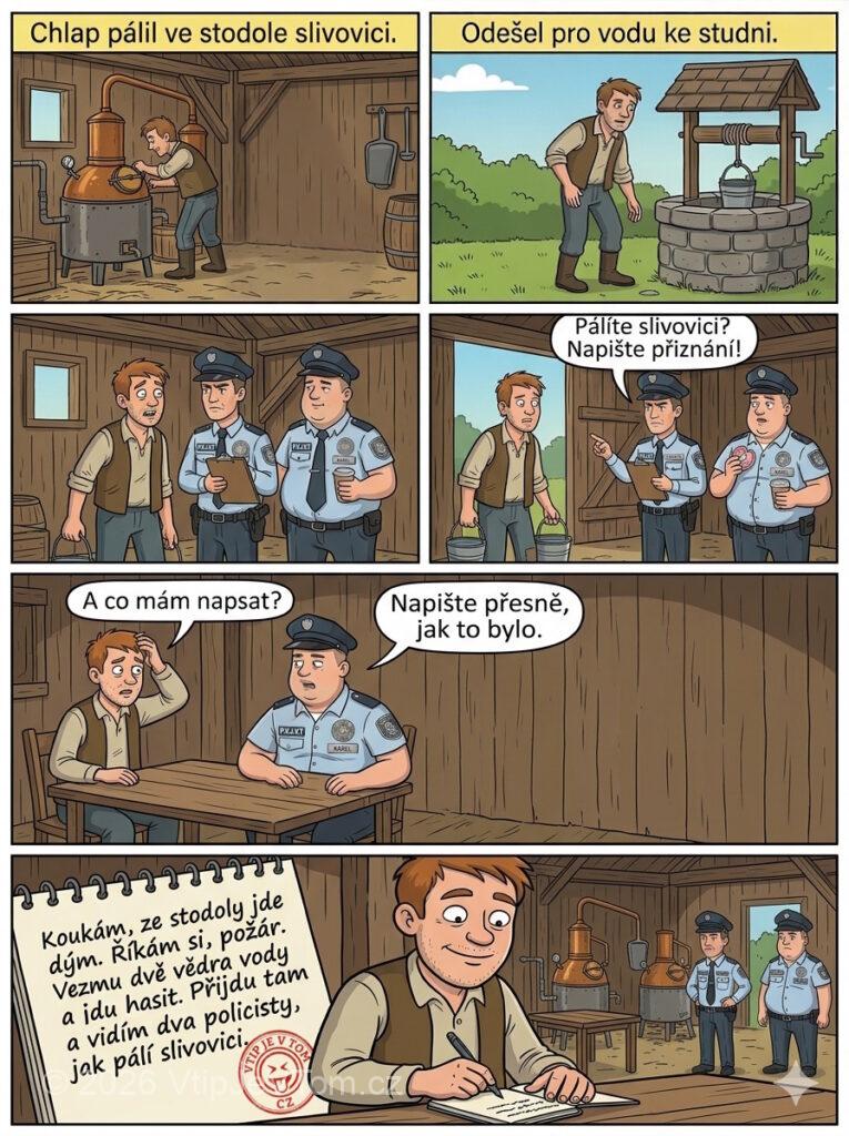Policisté Franta a Karel odhalili palírnu - Chlap pálil ve stodole slivovici, odešel pro vodu ke studni.Když...