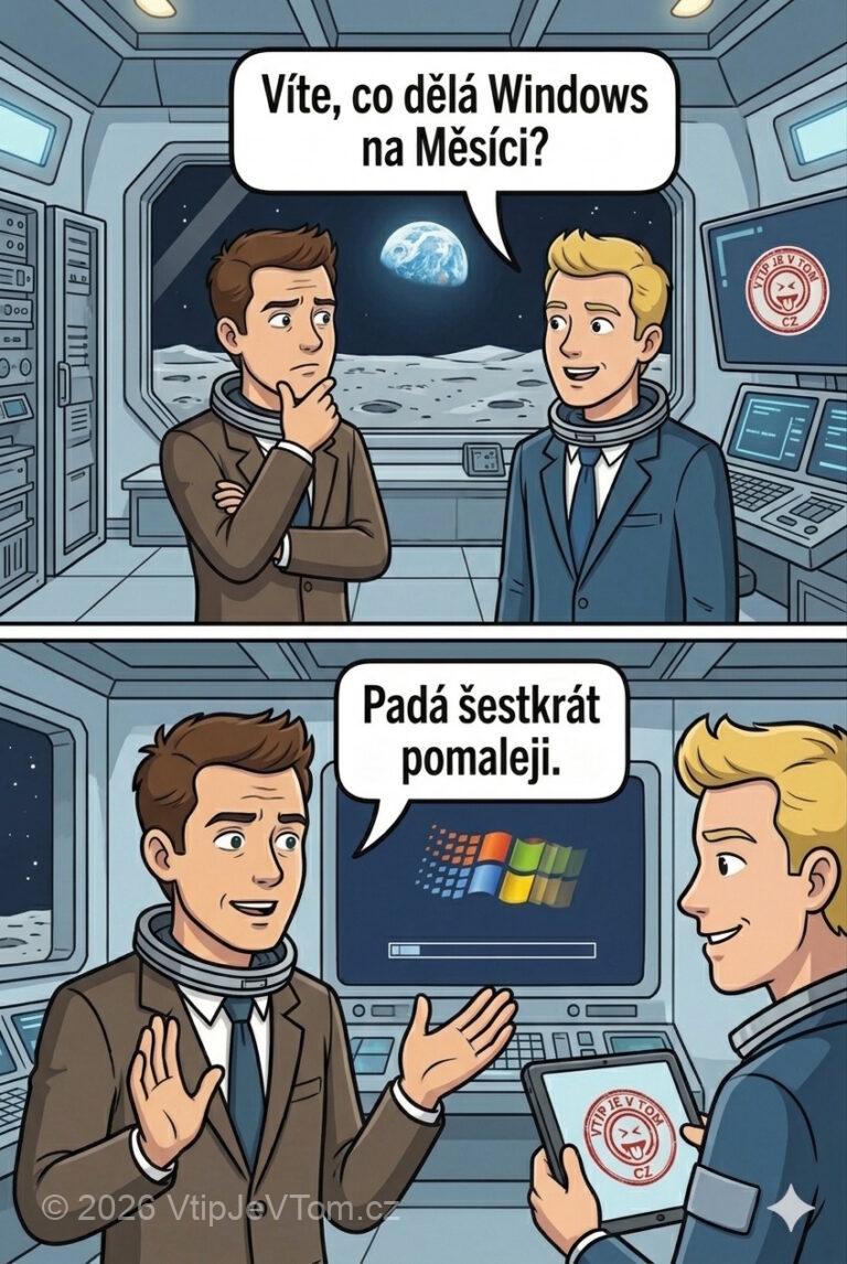 Windows na Měsíci Windows na Měsíci - Víte, co dělá Windows na Měsíci? Padá šestkrát pomaleji.