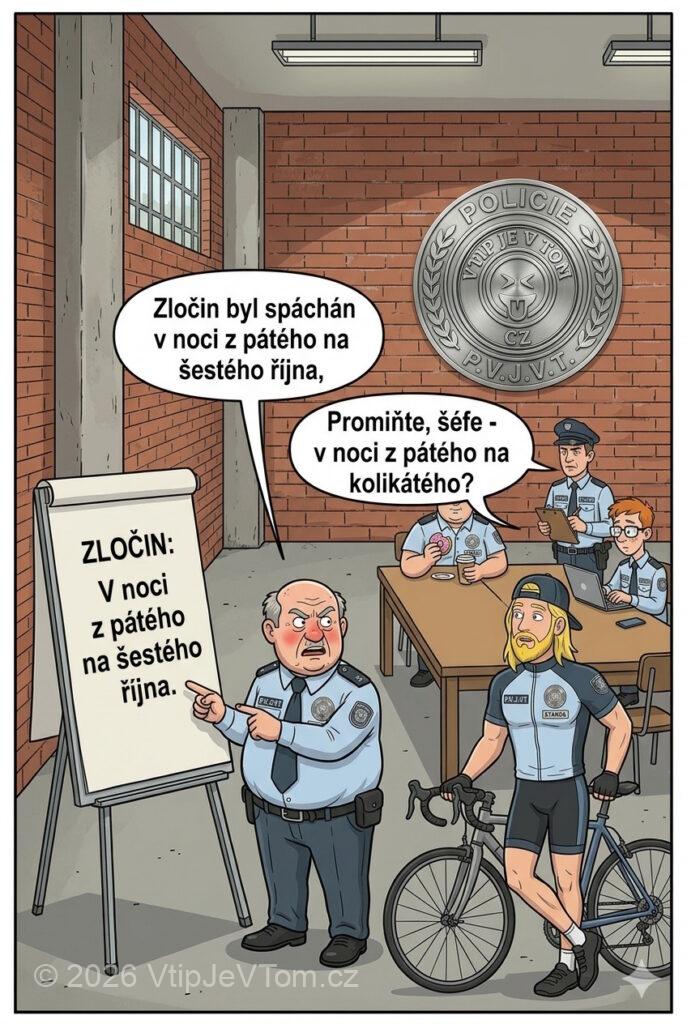 Kdy byl spáchán zložin - Náčelník informuje policejní náčelník své podřízené: „Zločin byl spáchán v...