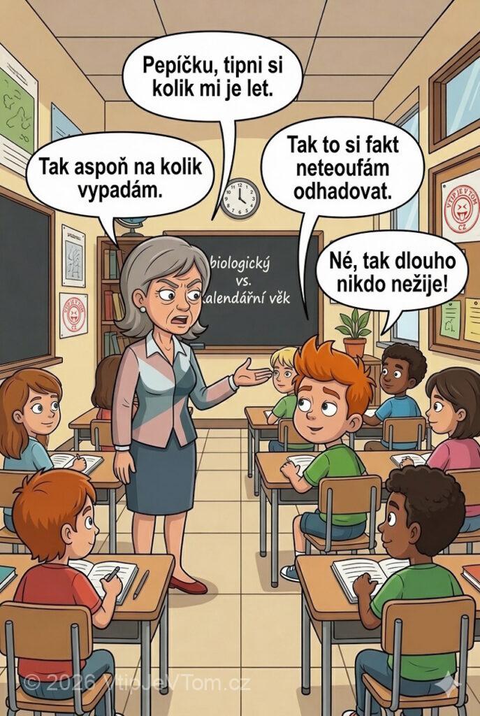Pepíček a biologický věk Pepíček a biologický věk - Paní zástupkyně vysvětluje dětem rozdíl mezi biologickým a kalendářním věkem....