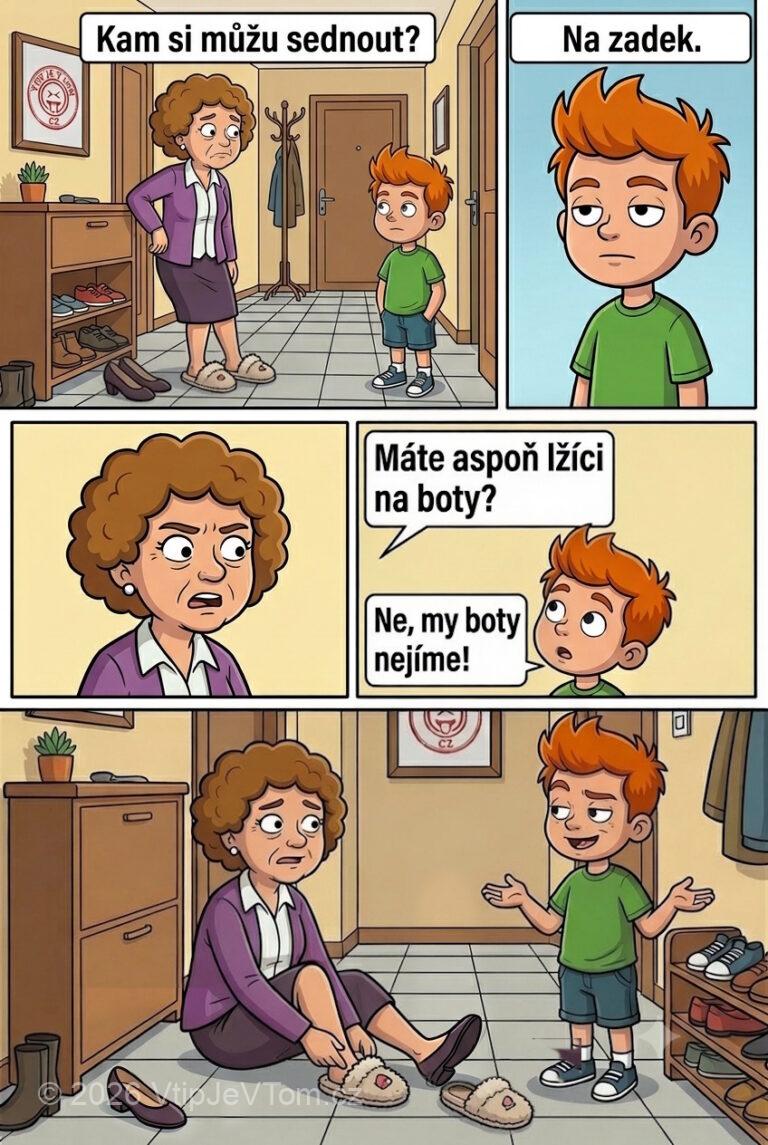 Pepíček a lžíce na boty - Pepíčkova teta byla návštěvě. Když si při odchodu chce obout...