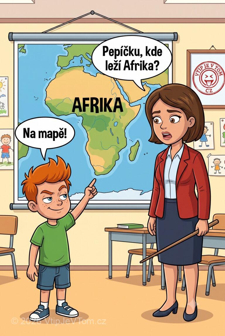 Pepíček a Afrika Pepíček a Afrika - Paní učitelka se o hodině zeměpisu se ptá Pepíčka: "Pepíčku,...