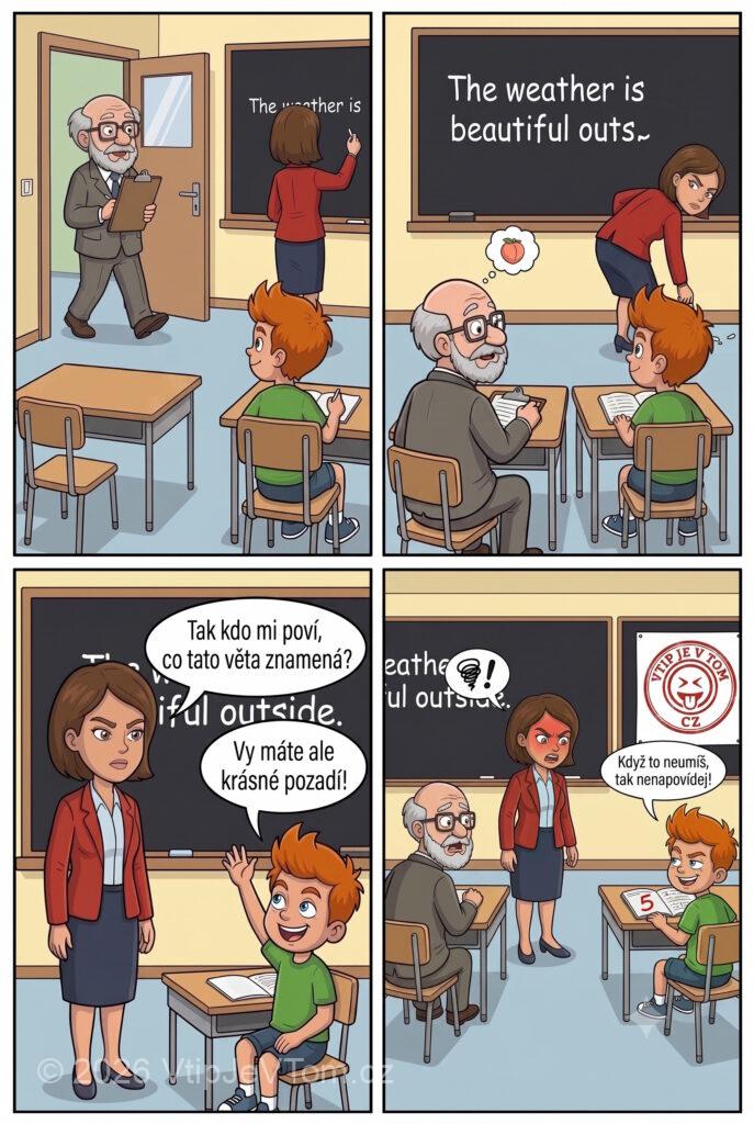 Pepíček a Inspektor - Inspektor přijde do třídy na inspekci, sedne si do poslední...