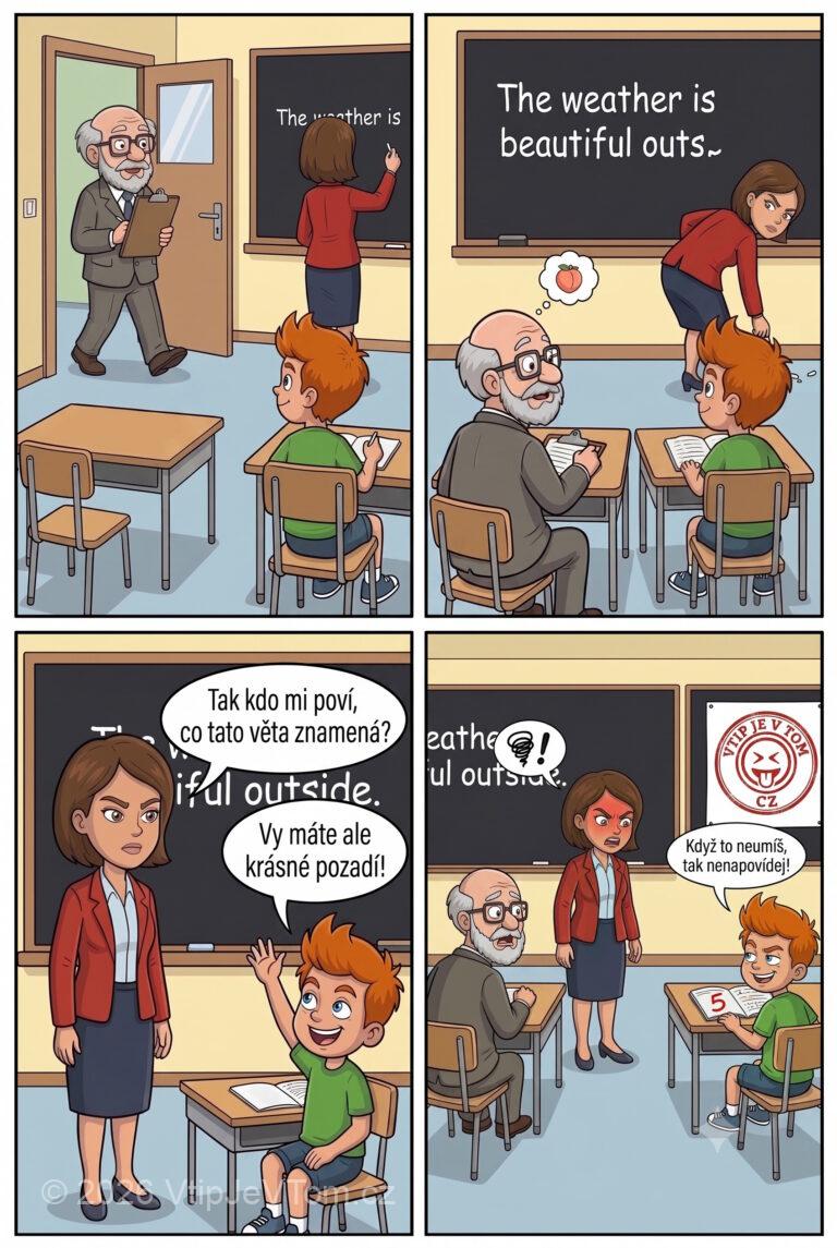 Pepíček a Inspektor - Inspektor přijde do třídy na inspekci, sedne si do poslední...