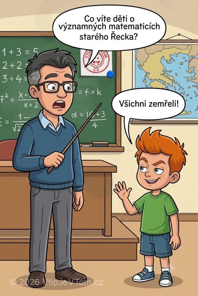 Pepíček a významný matematici Pepíček a významný matematici - Pan učitel: "Co víte děti o významných matematicích starého Řecka?"Přihlásí...