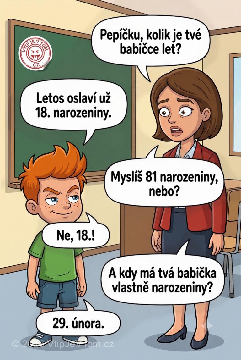 Pepíčkova babička oslaví narozeniny Pepíčkova babička oslaví narozeniny - Paní učitelka se ptá dětí, kolik je jejich babičkám let....