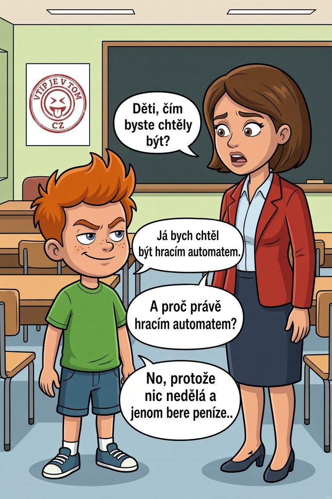 Čím by chtěl být Pepíček - Paní učitelka se ptá dětí, čím by chtěly být.Pepíček zvedne...