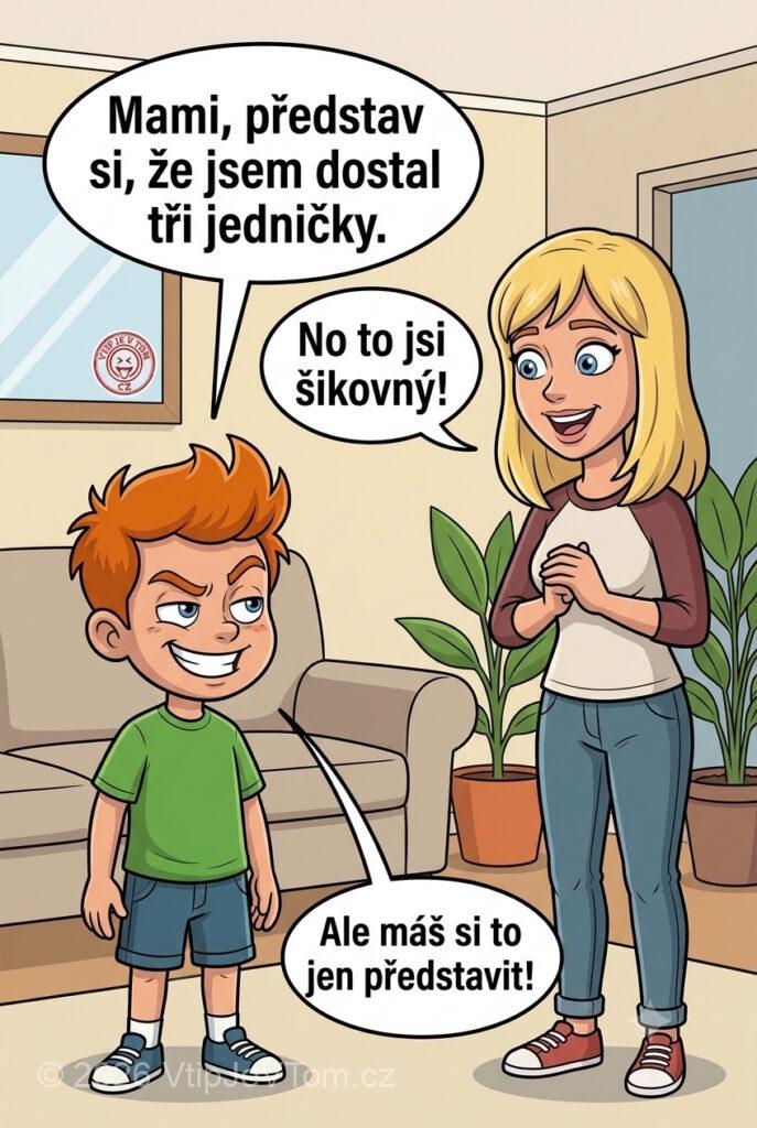 Pepíček dostal tři jedničky Pepíček dostal tři jedničky - Pepíček přijde domů a řekne: „Mami, představ si, že jsem...