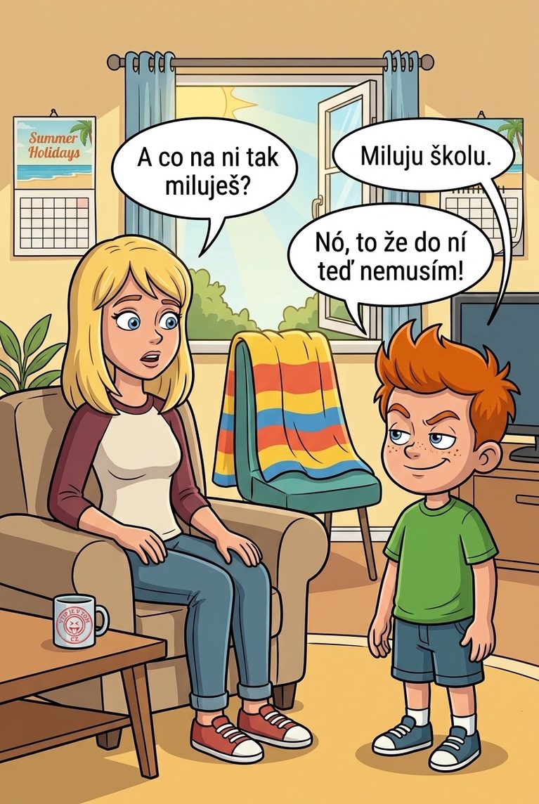 Pepíček miluju školu Pepíček miluju školu - Pepíček o prázdninách říká mamince: "Miluju školu."Maminka: "A co na...