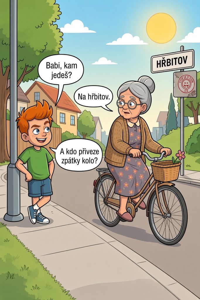 Pepíčkova babička na kole - Pepíček vidí babičku jak jede na kole a ptá se:...