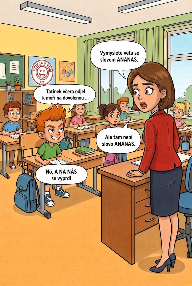 Pepíček a ananas - Paní učitelka říká dětem, aby vymyslely větu se slovem ANANAS.Přihlásí...