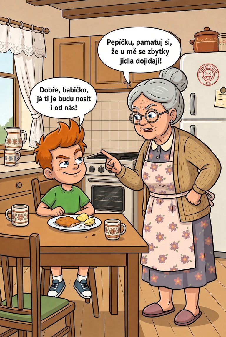 Pepíček a dojídání zbytků Pepíček a dojídání zbytků - Pepíček je na návštěvě u babičky a na talíři mu...