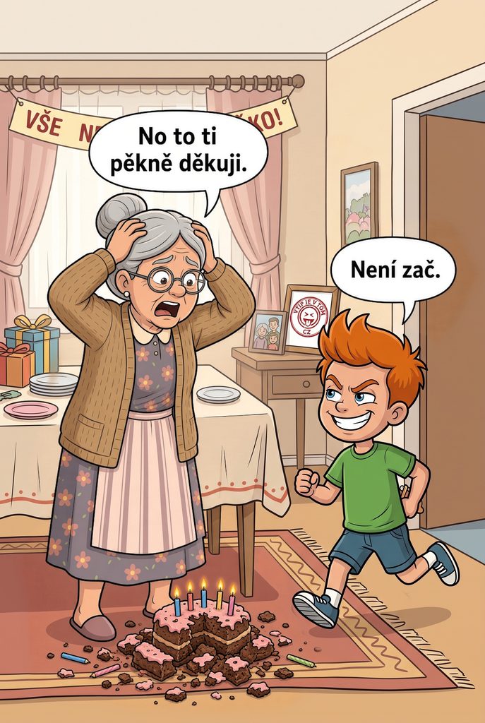 Pepíček a zničený dort Pepíček a zničený dort - Pepíček shodí babiččin narozeninový dort ze stolu, tak že se...