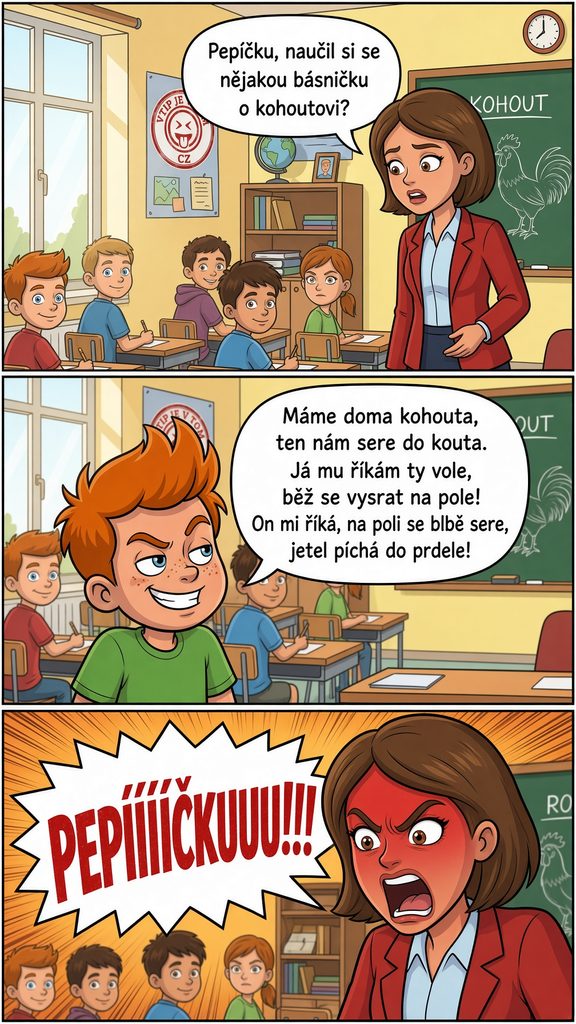 Pepíček a básnička o kohoutovi - Třída dostala za úkol naučit se libovolnou básničku o kohoutovi.Paní...