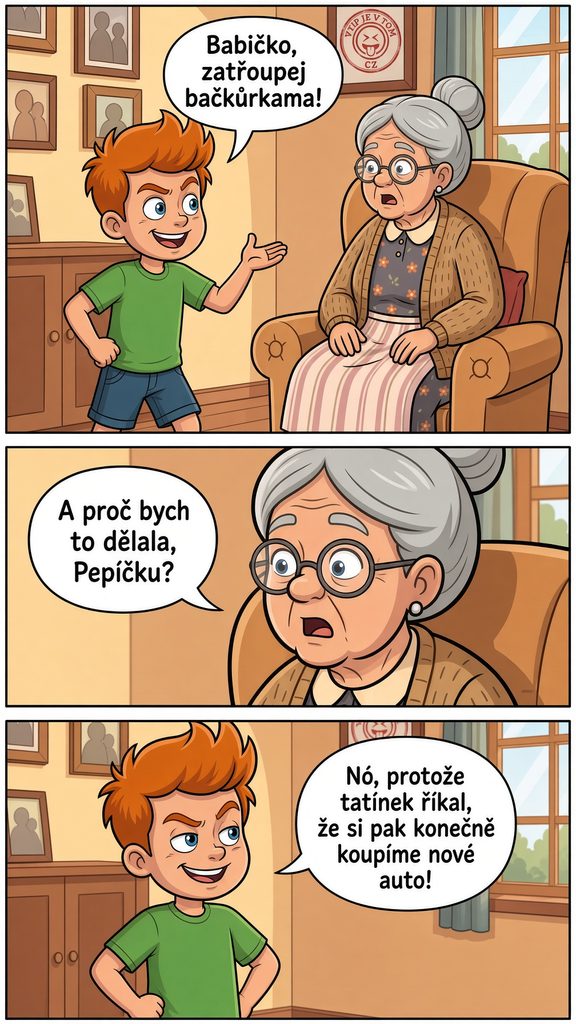 Pepíček a třepání bačkůrkami - Pepíček přijde za babičkou a říká: „Babičko, zatřepej bačkůrkami!“Babička se...